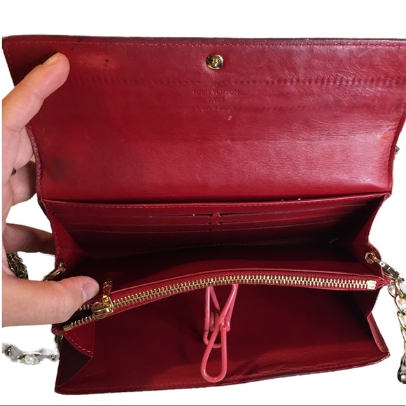 Authentic Louis Vuitton Red Vernis Sarah Wallet /WOC - Picture 12 of 14